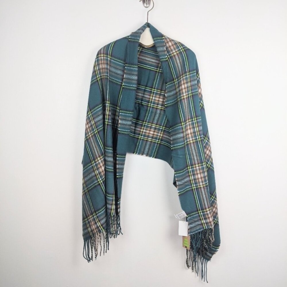 Plaid Teal Blanket Scarf - NWT